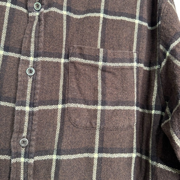 Prana Breathe Mens Brown White Button Up Shacket Flannel Shirt XL Cotton - Picture 3 of 7